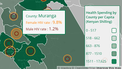screenshot of Kenyan HIV Infection by Gender map